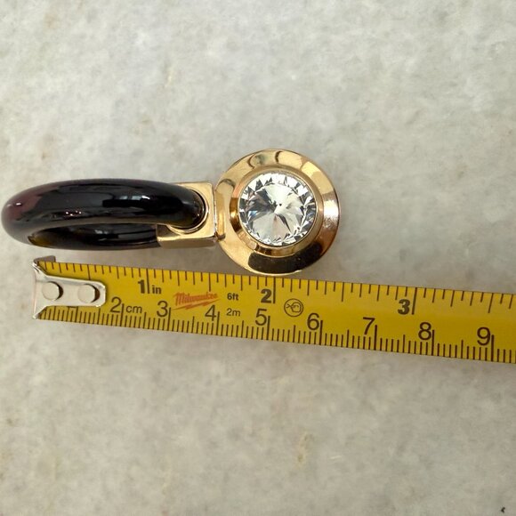 Miu Miu SIO079 Plex Circle Cry Gold & Black Circle Crystal Acetate Drop Earrings - Picture 10 of 11